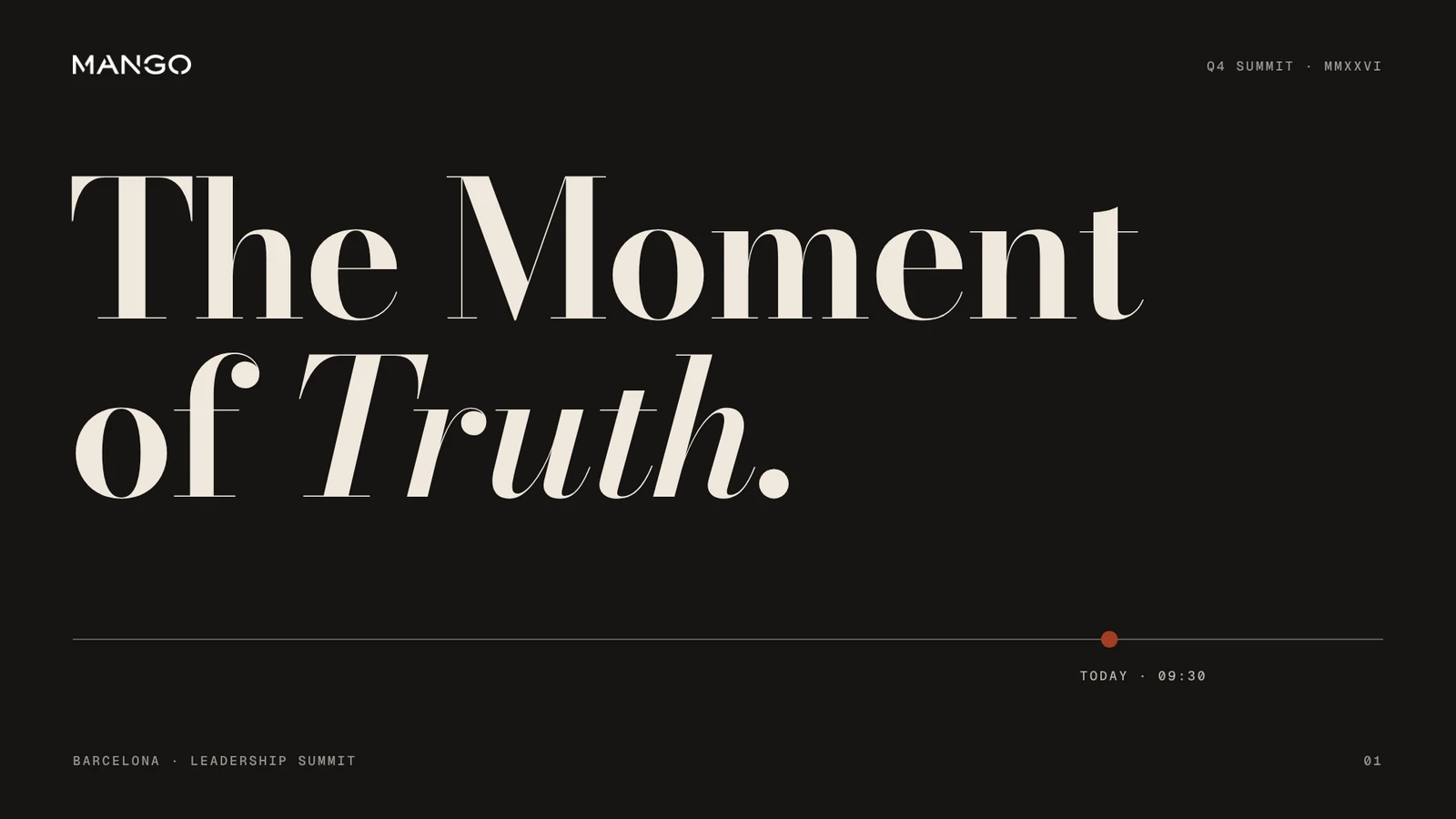 Mango keynote slide: The Moment of Truth