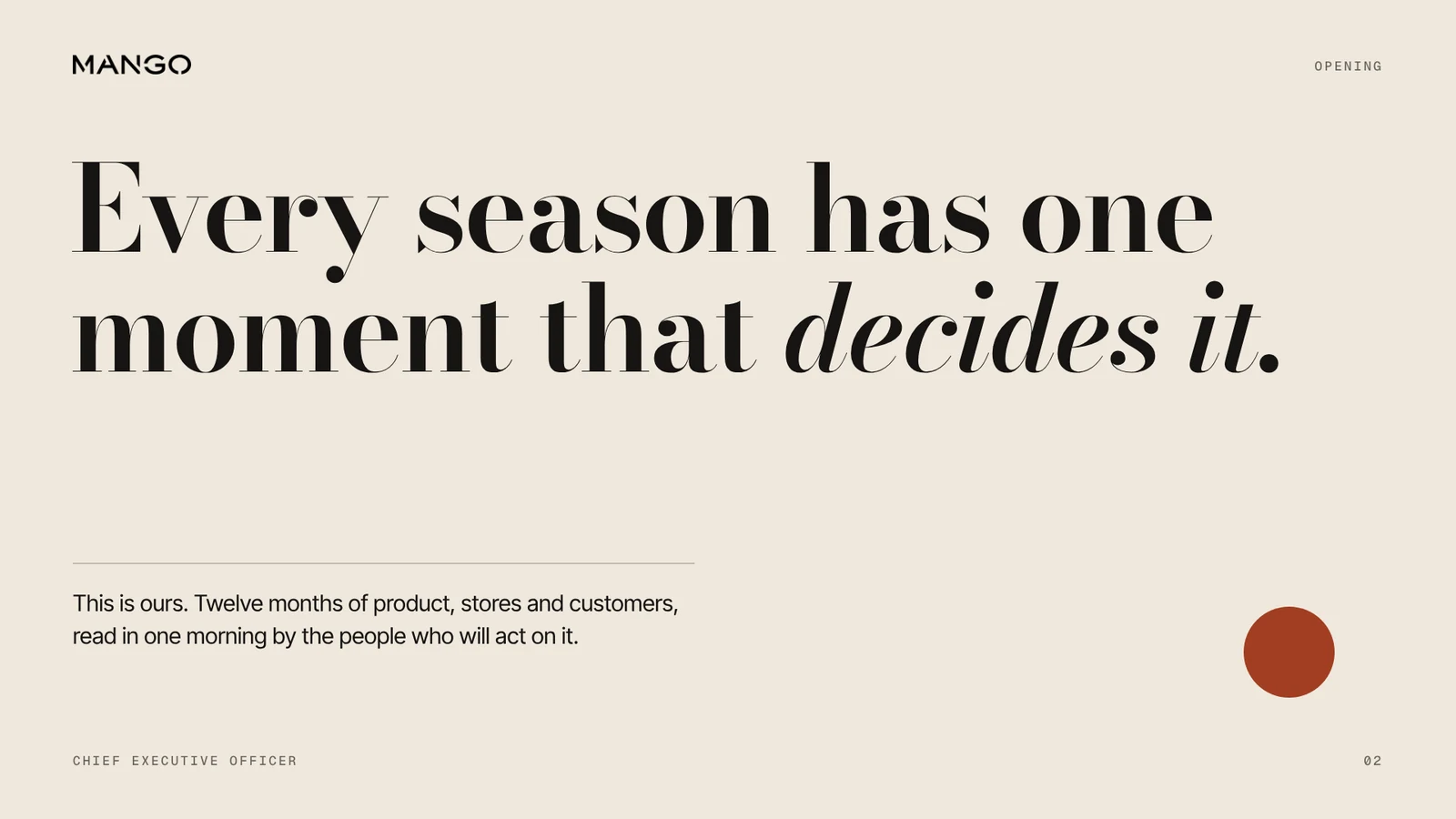Mango keynote slide: Every season has one moment